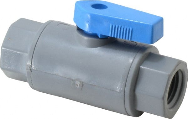 Specialty Mfr - 1/4" Pipe, PVC Standard Ball Valve - Inline - One Way Flow, FNPT x FNPT Ends, Wedge Handle, 125 WOG - Exact Tooling