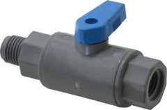 Specialty Mfr - 1/4" Pipe, PVC Standard Ball Valve - Inline - One Way Flow, MNPT x FNPT Ends, Wedge Handle, 125 WOG - Exact Tooling