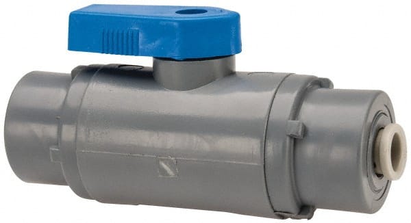 Specialty Mfr - 1/4" Pipe, PVC Standard Ball Valve - Inline - One Way Flow, Push-to-Connect x Push-to-Connect Ends, Wedge Handle, 125 WOG - Exact Tooling
