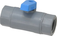 Specialty Mfr - 3/8" Pipe, PVC Standard Ball Valve - Inline - One Way Flow, FNPT x FNPT Ends, Wedge Handle, 125 WOG - Exact Tooling