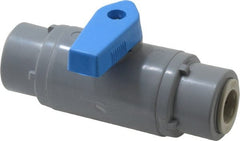 Specialty Mfr - 3/8" Pipe, PVC Standard Ball Valve - Inline - One Way Flow, Push-to-Connect x Push-to-Connect Ends, Wedge Handle, 125 WOG - Exact Tooling