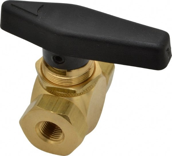Specialty Mfr - 1/8" Pipe, Brass Standard Ball Valve - Inline - Two Way Flow, FNPT x FNPT Ends, Wedge Handle, 500 WOG - Exact Tooling