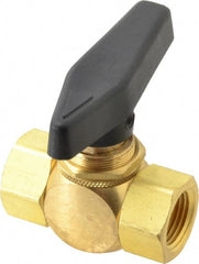 Specialty Mfr - 3/8" Pipe, Brass Standard Ball Valve - Inline - Two Way Flow, FNPT x FNPT Ends, Wedge Handle, 500 WOG - Exact Tooling