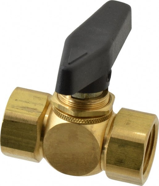 Specialty Mfr - 1/2" Pipe, Brass Standard Ball Valve - Inline - Two Way Flow, FNPT x FNPT Ends, Wedge Handle, 500 WOG - Exact Tooling