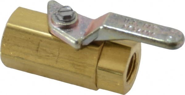 Specialty Mfr - 1/8" Pipe, Brass Standard Ball Valve - Inline - Two Way Flow, FNPT x FNPT Ends, Lever Handle, 500 WOG - Exact Tooling