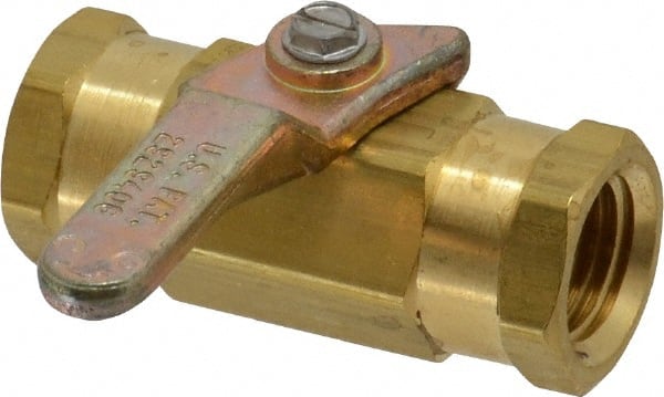 Specialty Mfr - 1/4" Pipe, Brass Standard Ball Valve - Inline - Two Way Flow, FNPT x FNPT Ends, Lever Handle, 500 WOG - Exact Tooling