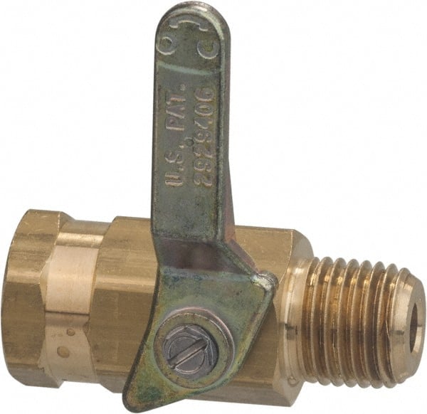Specialty Mfr - 1/4" Pipe, Brass Standard Ball Valve - Inline - Two Way Flow, MNPT x FNPT Ends, Lever Handle, 500 WOG - Exact Tooling