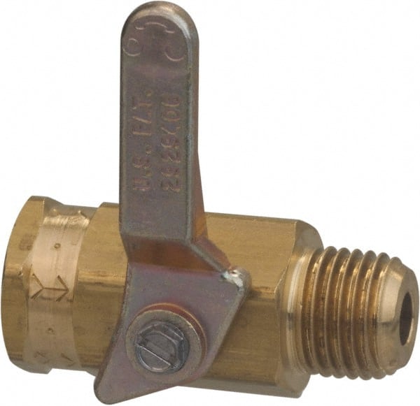 Specialty Mfr - 3/8" Pipe, Brass Standard Ball Valve - Inline - One Way Flow, MNPT x FNPT Ends, Lever Handle, 500 WOG - Exact Tooling