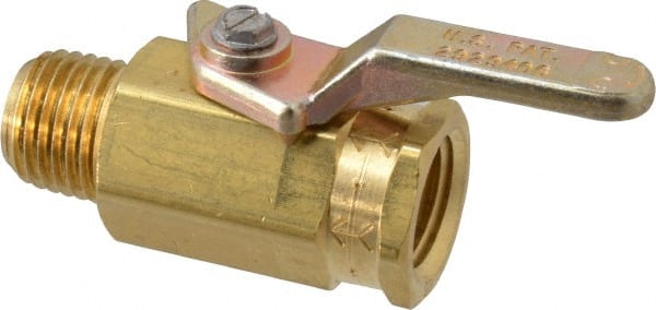 Specialty Mfr - 1/4" Pipe, Brass Standard Ball Valve - Inline - One Way Flow, MNPT x FNPT Ends, Lever Handle, 500 WOG - Exact Tooling