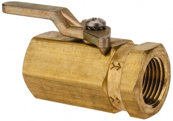 Specialty Mfr - 3/8" Pipe, Brass Standard Ball Valve - Inline - One Way Flow, FNPT x FNPT Ends, Lever Handle, 500 WOG - Exact Tooling