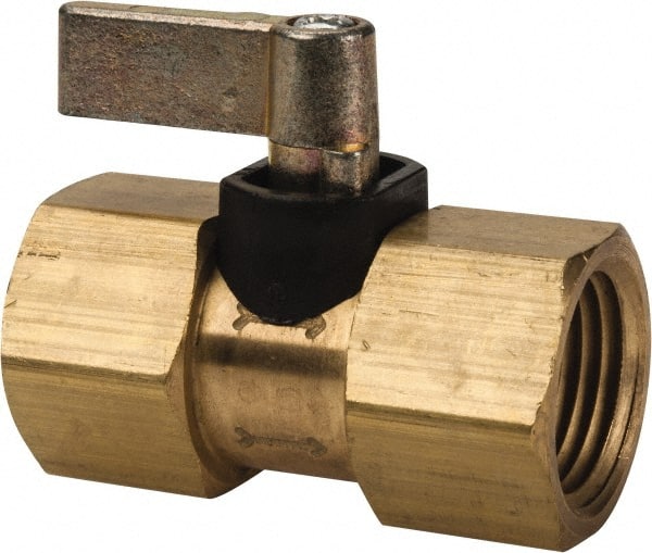 Specialty Mfr - 1/2" Pipe, Brass Standard Ball Valve - Inline - One Way Flow, FNPT x FNPT Ends, Lever Handle, 500 WOG - Exact Tooling
