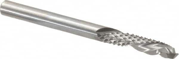 Onsrud - 1/4" Cut Diam, 1/4" Shank Diam, Cylinder Head Double Cut Burr - Carbide, Flat End, 1" LOC, 3" OAL - Exact Tooling