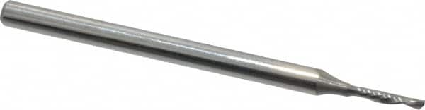 Onsrud - 1/16" Cutting Diam x 1/4" Length of Cut, 1 Flute, Downcut Spiral Router Bit - Uncoated, Right Hand Cut, Solid Carbide, 2" OAL x 1/8" Shank Diam, Single Edge, 21° Helix Angle - Exact Tooling