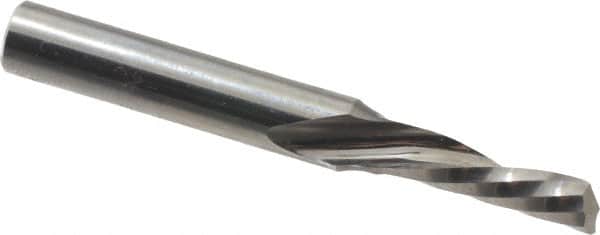 Onsrud - 3/16" Cutting Diam x 5/8" Length of Cut, 1 Flute, Downcut Spiral Router Bit - Uncoated, Right Hand Cut, Solid Carbide, 2" OAL x 1/4" Shank Diam, Single Edge, 21° Helix Angle - Exact Tooling
