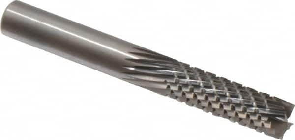 Onsrud - 3/8" Cut Diam, 3/8" Shank Diam, Cylinder Head Fluted Cut Burr - Carbide, Flat End, 1-1/8" LOC, 3-1/2" OAL - Exact Tooling