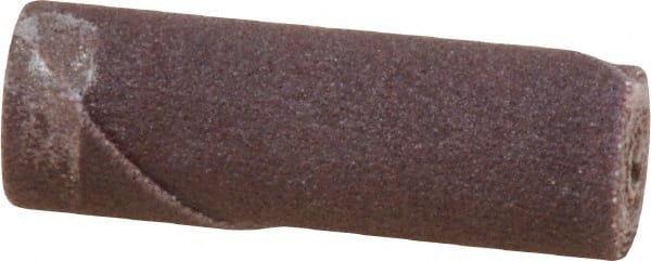 Merit Abrasives - 1/2" Max Roll Diam x 1-1/2" OAL, 180 Grit Aluminum Oxide Straight Cartridge Roll - 1/8" Pilot Hole Diam, Very Fine Grade - Exact Tooling