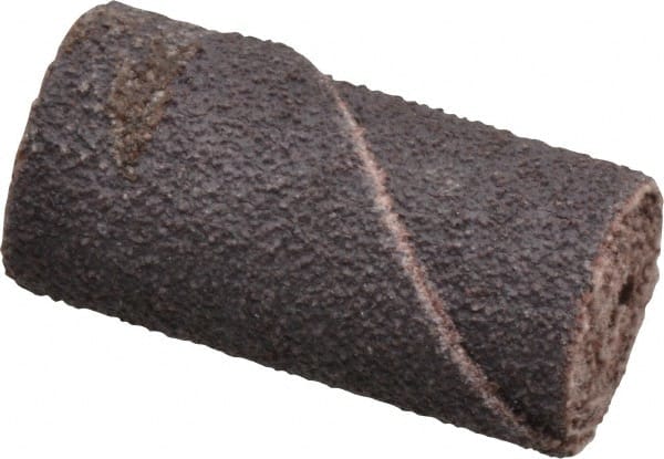 Merit Abrasives - 1/2" Max Roll Diam x 1" OAL, 80 Grit Aluminum Oxide Straight Cartridge Roll - 1/8" Pilot Hole Diam, Medium Grade - Exact Tooling