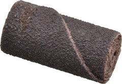 Merit Abrasives - 1/2" Max Roll Diam x 1" OAL, 80 Grit Aluminum Oxide Straight Cartridge Roll - 1/8" Pilot Hole Diam, Medium Grade - Exact Tooling
