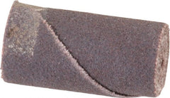 Merit Abrasives - 1/2" Max Roll Diam x 1" OAL, 120 Grit Aluminum Oxide Straight Cartridge Roll - 1/8" Pilot Hole Diam, Fine Grade - Exact Tooling