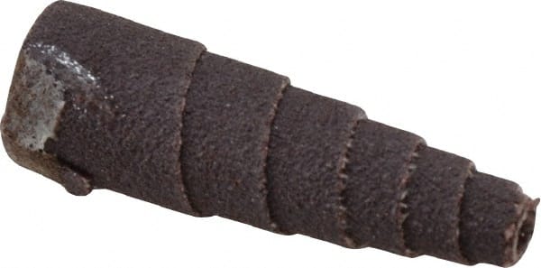 Merit Abrasives - 1-1/2" Long x 1/2" Diam, Aluminum Oxide, Full Taper Cartridge Roll - 120 Grit, 1/8" Pilot Hole Diam, Fine Grade - Exact Tooling