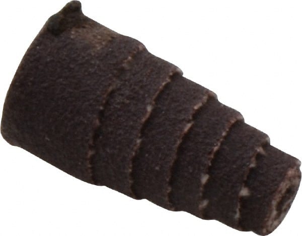Merit Abrasives - 1" Long x 1/2" Diam, Aluminum Oxide, Full Taper Cartridge Roll - 120 Grit, 1/8" Pilot Hole Diam, Fine Grade - Exact Tooling