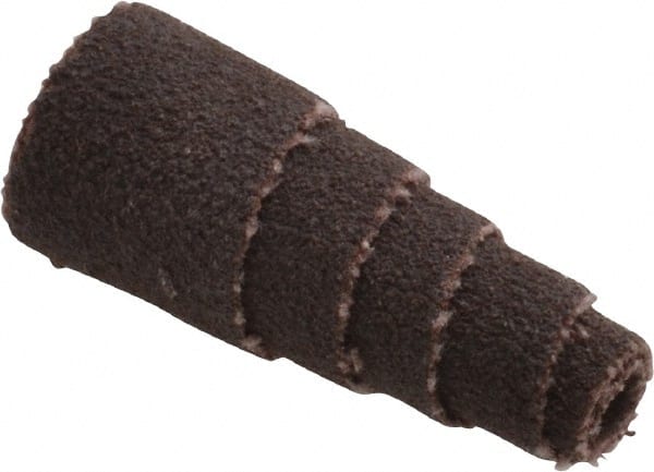 Merit Abrasives - 1" Long x 3/8" Diam, Aluminum Oxide, Full Taper Cartridge Roll - 120 Grit, 1/8" Pilot Hole Diam, Fine Grade - Exact Tooling