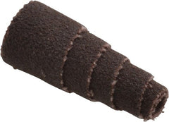 Merit Abrasives - 1" Long x 3/8" Diam, Aluminum Oxide, Full Taper Cartridge Roll - 120 Grit, 1/8" Pilot Hole Diam, Fine Grade - Exact Tooling