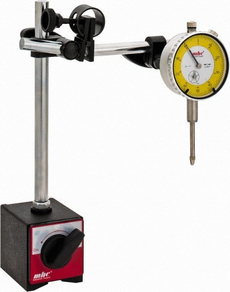 Value Collection - 0.001" Graduation, 0-100 Dial Reading, Indicator & Base Kit - C Holder, 0.001 Inch Graduation, Includes Dial Indicator, Magnetic Base - Exact Tooling