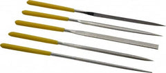 Value Collection - 5 Piece Diamond Pattern File Set - 5-1/2" Long, Fine Coarseness, Set Includes Flat, Round, Square, Three Square - Exact Tooling