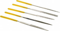 Value Collection - 5 Piece Diamond Pattern File Set - 5-1/2" Long, Coarse Coarseness, Set Includes Flat, Round, Square, Three Square - Exact Tooling