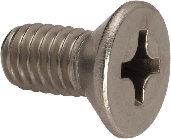 Value Collection - 3/8-16 UNC, 3/4" OAL Phillips Drive Machine Screw - Flat Head, Grade 316 Stainless Steel, Uncoated, Without Washer - Exact Tooling