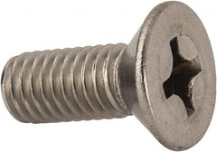 Value Collection - 3/8-16 UNC, 1" OAL Phillips Drive Machine Screw - Flat Head, Grade 316 Stainless Steel, Uncoated, Without Washer - Exact Tooling