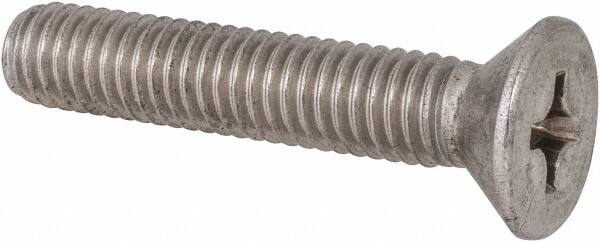 Value Collection - 3/8-16 UNC, 2" OAL Phillips Drive Machine Screw - Flat Head, Grade 316 Stainless Steel, Uncoated, Without Washer - Exact Tooling
