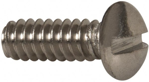 Value Collection - #6-32 UNC, 3/8" Length Under Head Slotted Drive Machine Screw - Round Head, Grade 316 Stainless Steel, Uncoated, Without Washer - Exact Tooling