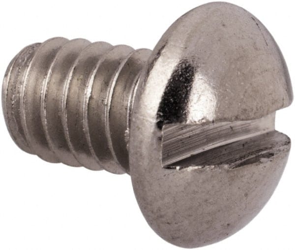 Value Collection - #8-32 UNC, 1/4" Length Under Head Slotted Drive Machine Screw - Round Head, Grade 316 Stainless Steel, Uncoated, Without Washer - Exact Tooling