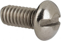 Value Collection - #8-32 UNC, 3/8" Length Under Head Slotted Drive Machine Screw - Round Head, Grade 316 Stainless Steel, Uncoated, Without Washer - Exact Tooling