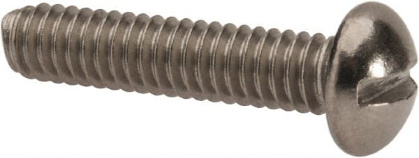 Value Collection - #8-32 UNC, 3/4" Length Under Head Slotted Drive Machine Screw - Round Head, Grade 316 Stainless Steel, Uncoated, Without Washer - Exact Tooling