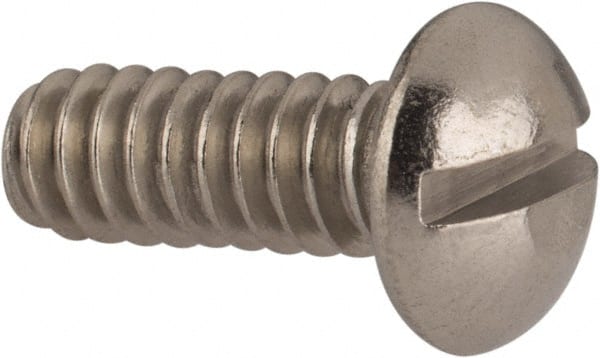 Value Collection - #10-24 UNC, 1/2" Length Under Head Slotted Drive Machine Screw - Round Head, Grade 316 Stainless Steel, Uncoated, Without Washer - Exact Tooling