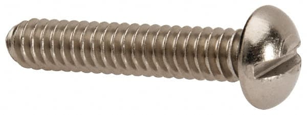Value Collection - #10-24 UNC, 1" Length Under Head Slotted Drive Machine Screw - Round Head, Grade 316 Stainless Steel, Uncoated, Without Washer - Exact Tooling