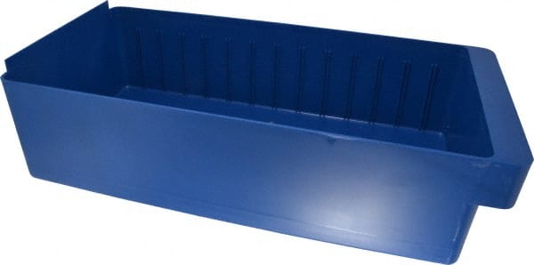 Quantum Storage - 28 Lb. Load Capacity, 17-5/8" Deep, Blue High-Impact Polystyrene Drawer Bin - 4-5/8" High x 8-3/8" Wide x 17-5/8" Long - Exact Tooling