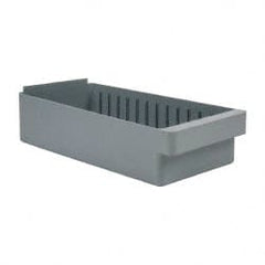 Quantum Storage - 28 Lb. Load Capacity, 17-5/8" Deep, Gray High-Impact Polystyrene Drawer Bin - 4-5/8" High x 8-3/8" Wide x 17-5/8" Long - Exact Tooling