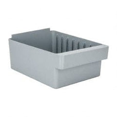 Quantum Storage - 28 Lb. Load Capacity, 11-5/8" Deep, Gray High-Impact Polystyrene Drawer Bin - 4-5/8" High x 8-3/8" Wide x 11-5/8" Long - Exact Tooling