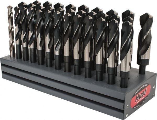 Triumph Twist Drill - 1/2 to 1", 118° Point, Oxide Finish, High Speed Steel Reduced Shank Drill Bit Set - Exact Tooling
