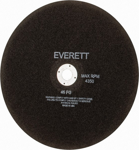 Everett - 14" Aluminum Oxide Cutoff Wheel - 1/8" Thick, 1" Arbor, Use with Gas Powered Saws - Exact Tooling