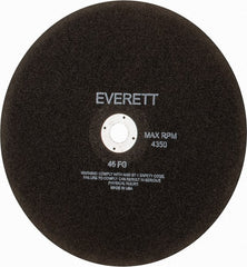Everett - 14" Aluminum Oxide Cutoff Wheel - 1/8" Thick, 1" Arbor, Use with Gas Powered Saws - Exact Tooling