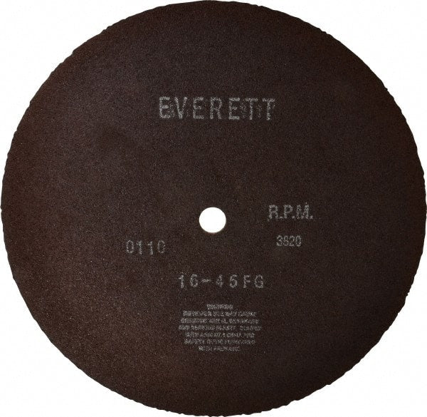 Everett - 16" Aluminum Oxide Cutoff Wheel - 5/32" Thick, 1" Arbor, Use with Gas Powered Saws - Exact Tooling