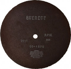 Everett - 16" Aluminum Oxide Cutoff Wheel - 5/32" Thick, 1" Arbor, Use with Gas Powered Saws - Exact Tooling