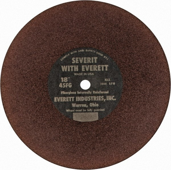 Everett - 18" Aluminum Oxide Cutoff Wheel - 3/16" Thick, 1" Arbor, Use with Gas Powered Saws - Exact Tooling