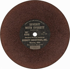 Everett - 18" Aluminum Oxide Cutoff Wheel - 3/16" Thick, 1" Arbor, Use with Gas Powered Saws - Exact Tooling