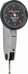 TESA Brown & Sharpe - 0.008 Inch Range, 0.0001 Inch Dial Graduation, Horizontal Dial Test Indicator - 1 Inch Black Dial, 0-4-0 Dial Reading - Exact Tooling